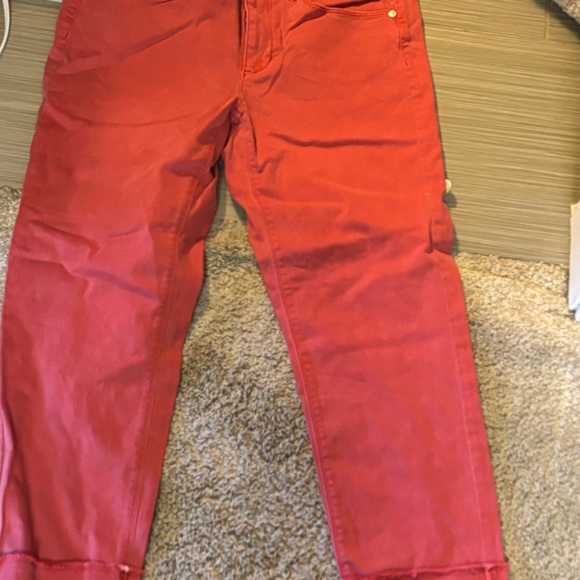 NWT Cherry red authentic fit J.Jill cropped jeans with cuff - Picture 3 of 6